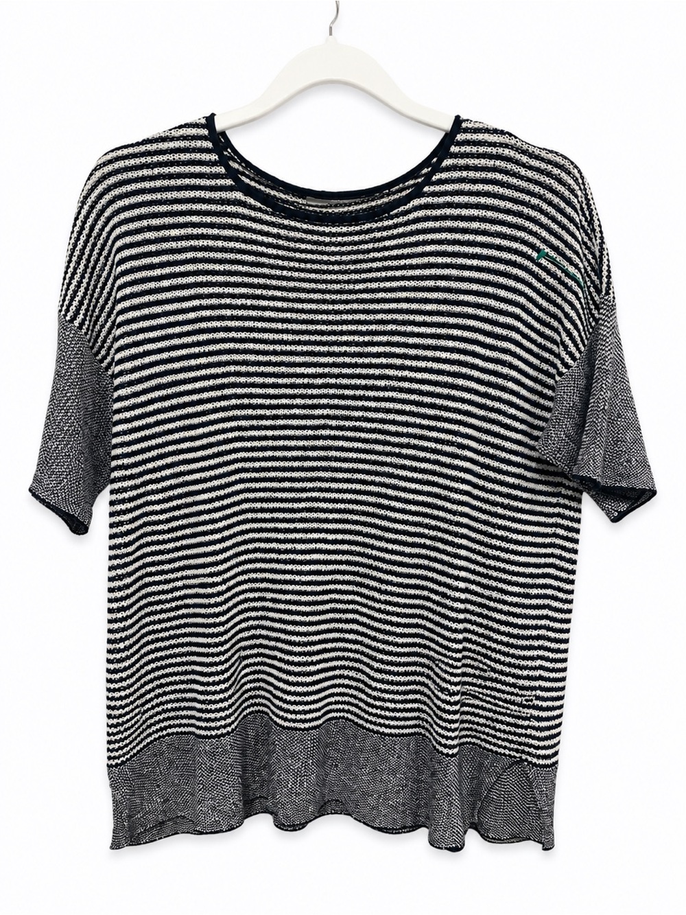 Eileen Fisher 100% Organic Linen Striped Short Sleeve Sweater